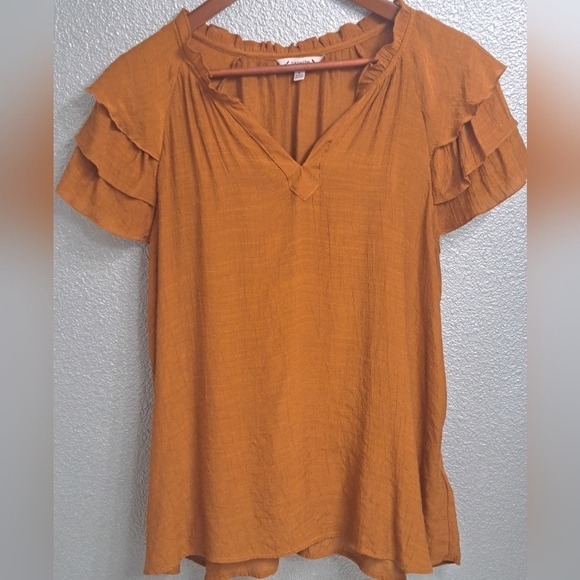 Nanette Lepore Semi Sheer Tiered Ruffle Sleeve Tunic/Top   Size L - Picture 8 of 14